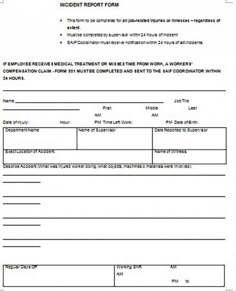 What Needs to Be Documented in Incident Report Template to Assist in ...