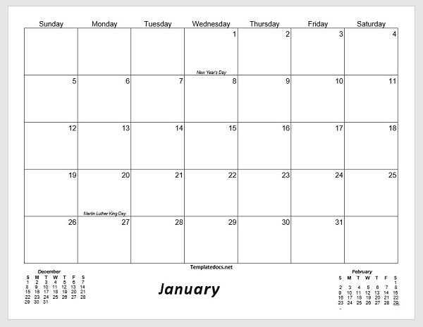 monthly schedule template