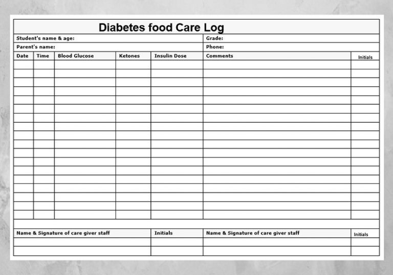 10+ Diabetes Food Log Printable