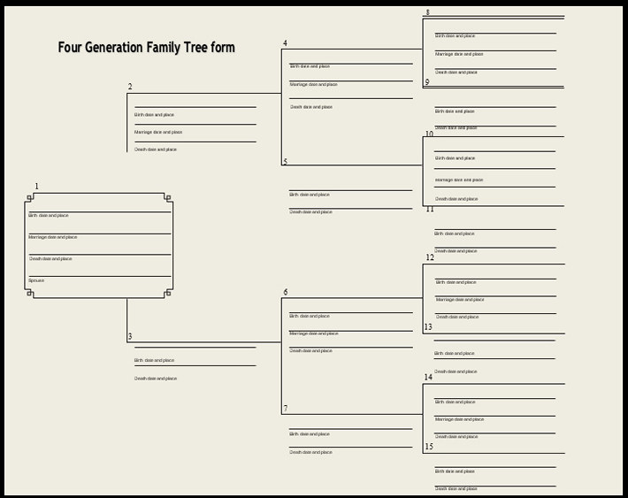 Four Generation Family Tree form Four Generation Family Tree form