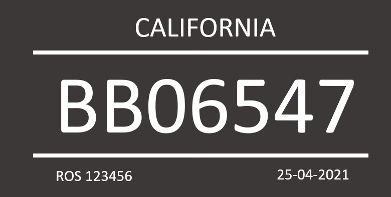 Printable License Plate California