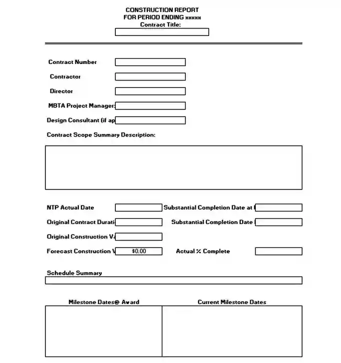 Free Construction Report Template