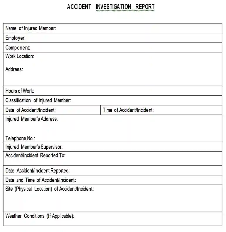 Accident Investigation Report Template