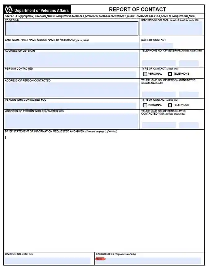 Blank Contact Report Template
