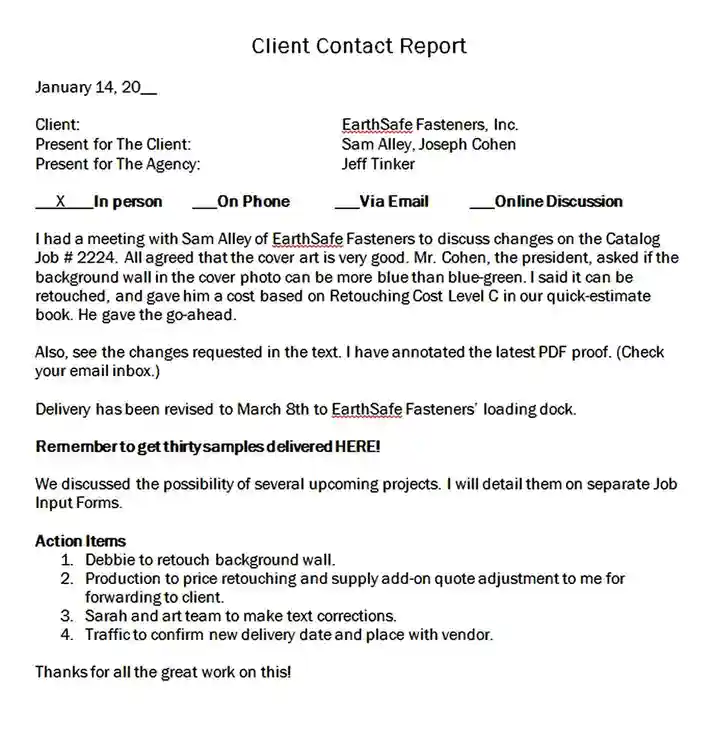 Client Contact Report