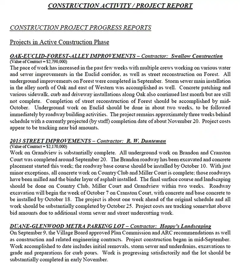 Construction Activity Project Report Template