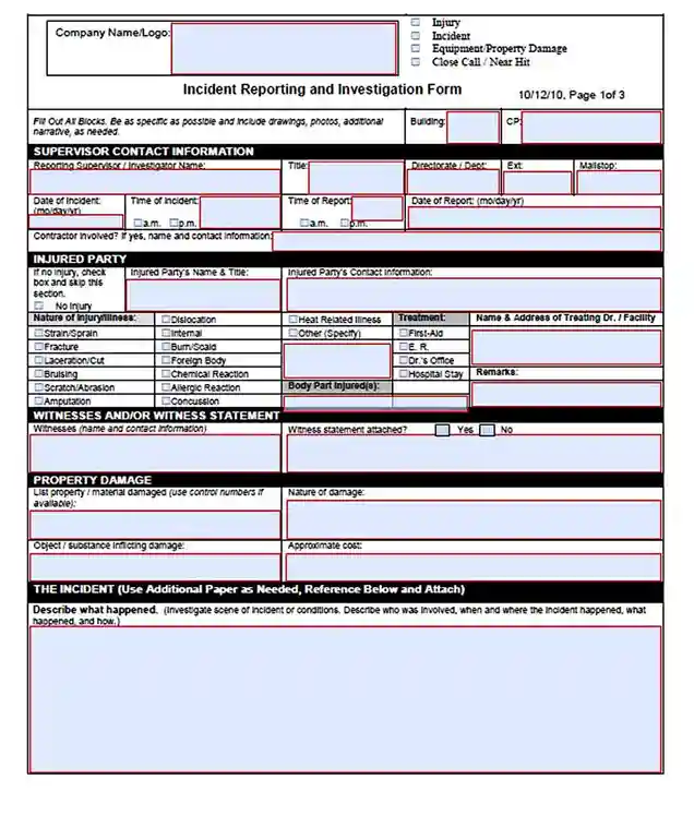 Construction Incident Investigation Report Template