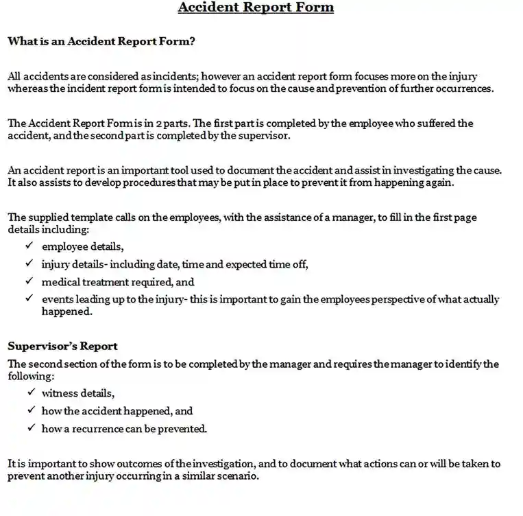 Construction Job Site Incident Report Form