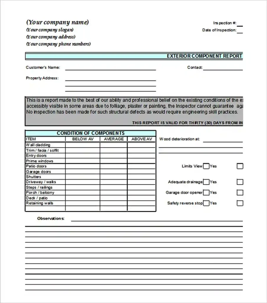Free Home Inspection Report Template Download
