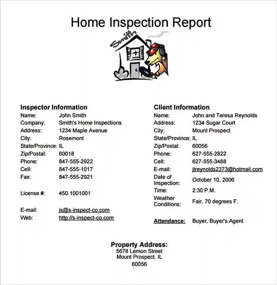 Home Inspection Report Template Download