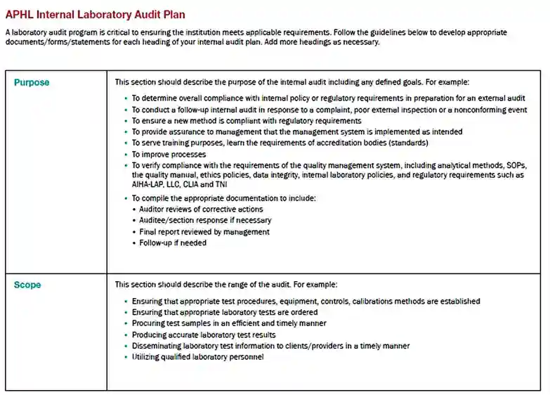 Laboratory Internal Audit Plan Template