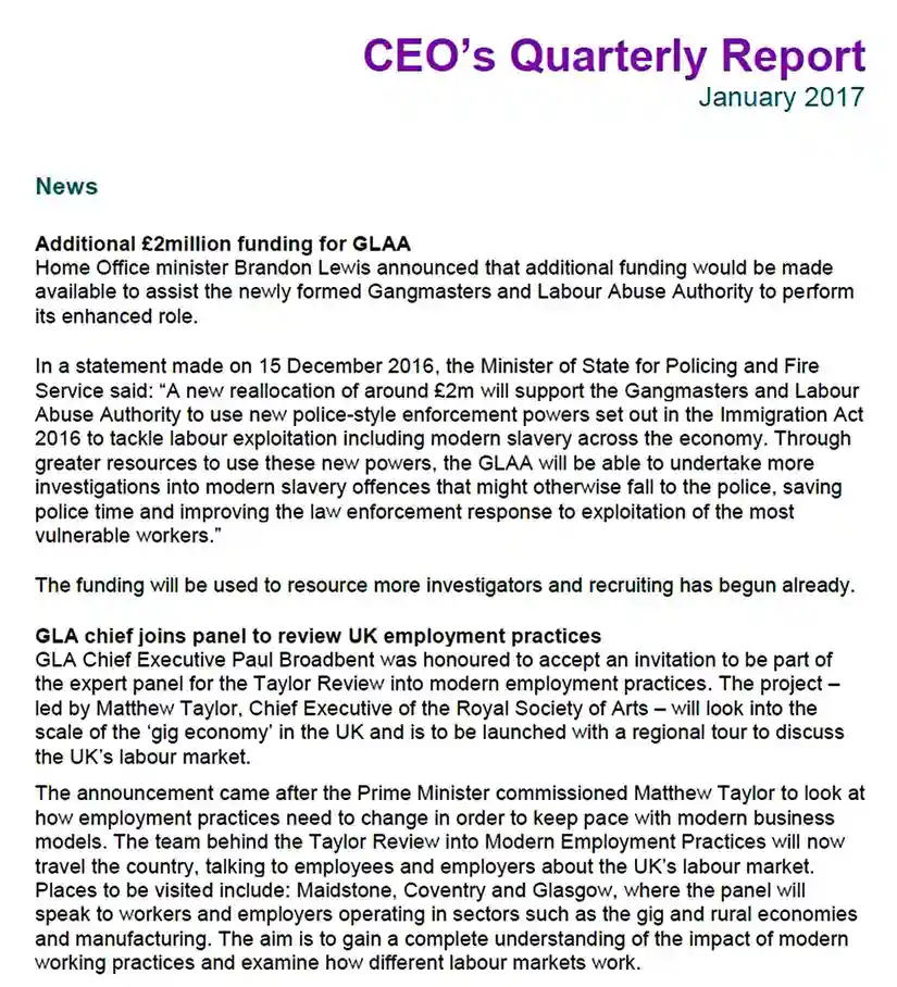 ceo report january 2017