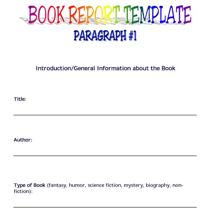 Book Report Format Template