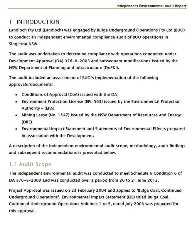Independent Environmental Audit Report