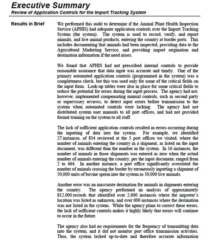 USDA Audit Report USDA Audit Report